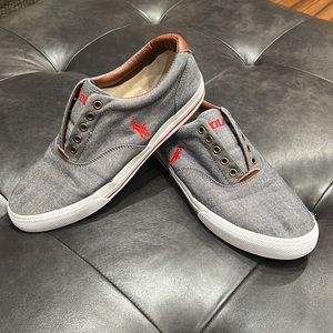 Polo by Ralph Lauren Tennis Shoes Chambray & Leather Men's Size 11.5